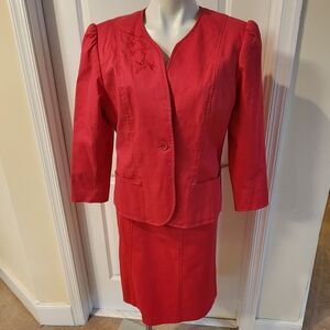 Oscar de la Renta size 14 two pieces pink set skirt jacket